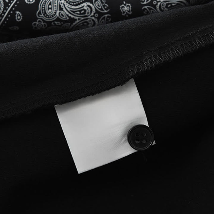 Buddha Stones Chemises à manches longues pour homme en coton à motif cachemire vintage décontracté, avec poches plaquées. - image 5