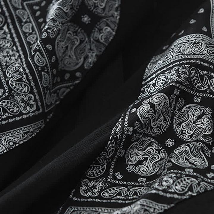 Buddha Stones Chemises à manches longues pour homme en coton à motif cachemire vintage décontracté, avec poches plaquées. - image 4