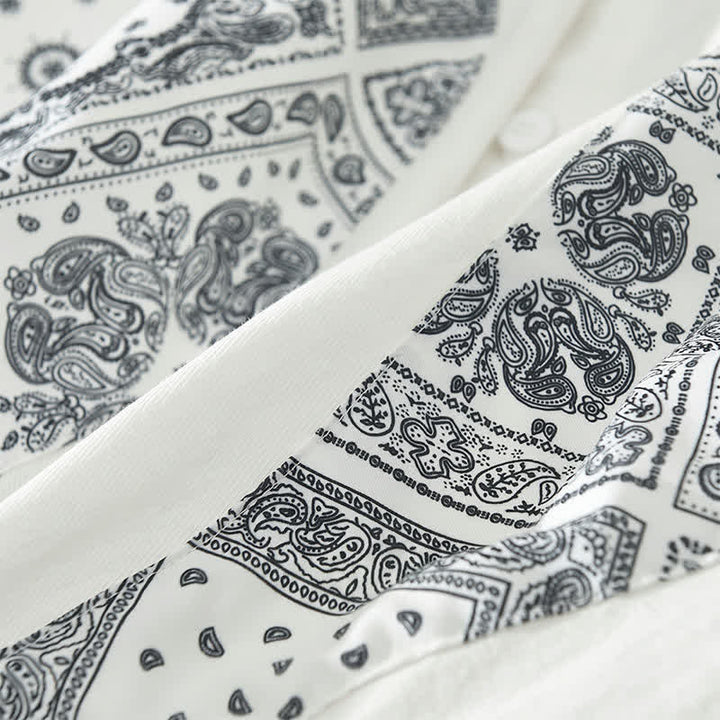 Buddha Stones Chemises à manches longues pour homme en coton à motif cachemire vintage décontracté, avec poches plaquées. - image 13