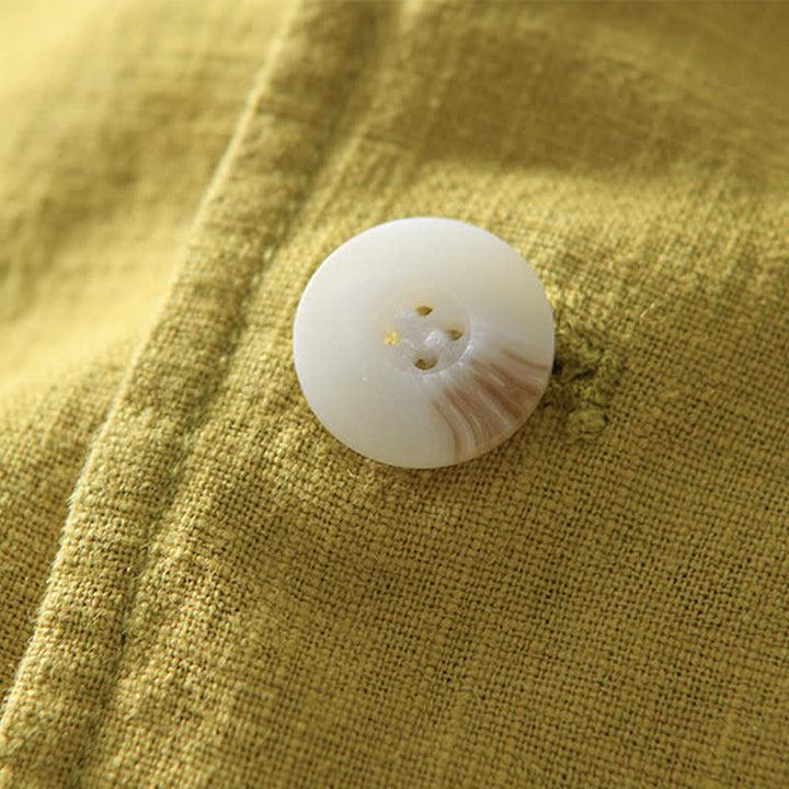 Buddha Stones Veste homme unie en coton ramie, coupe minimaliste, style printemps-automne, avec revers et poches. - image 13