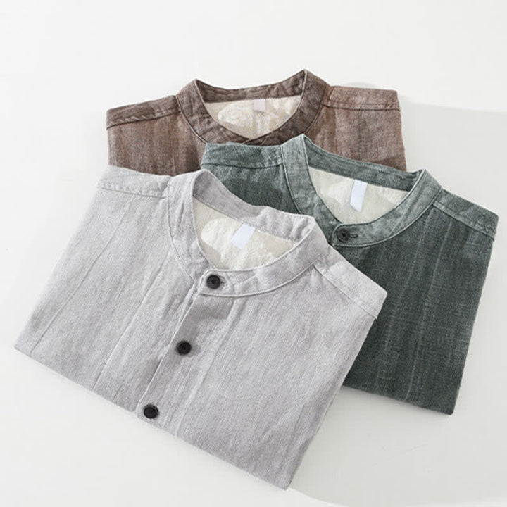 Buddha Stones Veste homme décontractée printemps-automne en coton ramie uni avec poches - image 20
