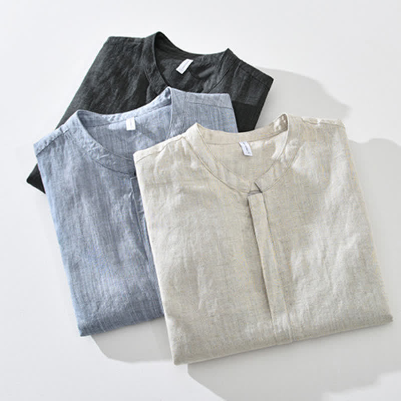 Buddha Stones Veste homme unie à col mandarin, fermeture éclair, poches, style minimaliste et décontracté, idéale pour le printemps et l'été. - image 20