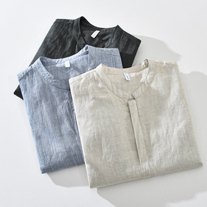 Buddha Stones Veste homme unie à col mandarin, fermeture éclair, poches, style minimaliste et décontracté, idéale pour le printemps et l'été. - image 20
