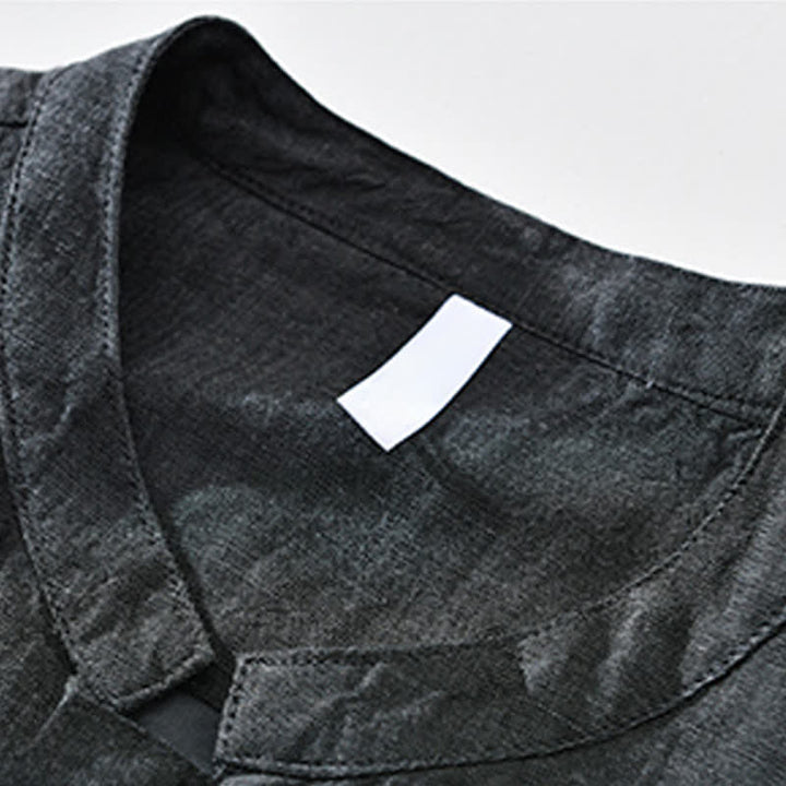 Buddha Stones Veste homme unie à col mandarin, fermeture éclair, poches, style minimaliste et décontracté, idéale pour le printemps et l'été. - image 13