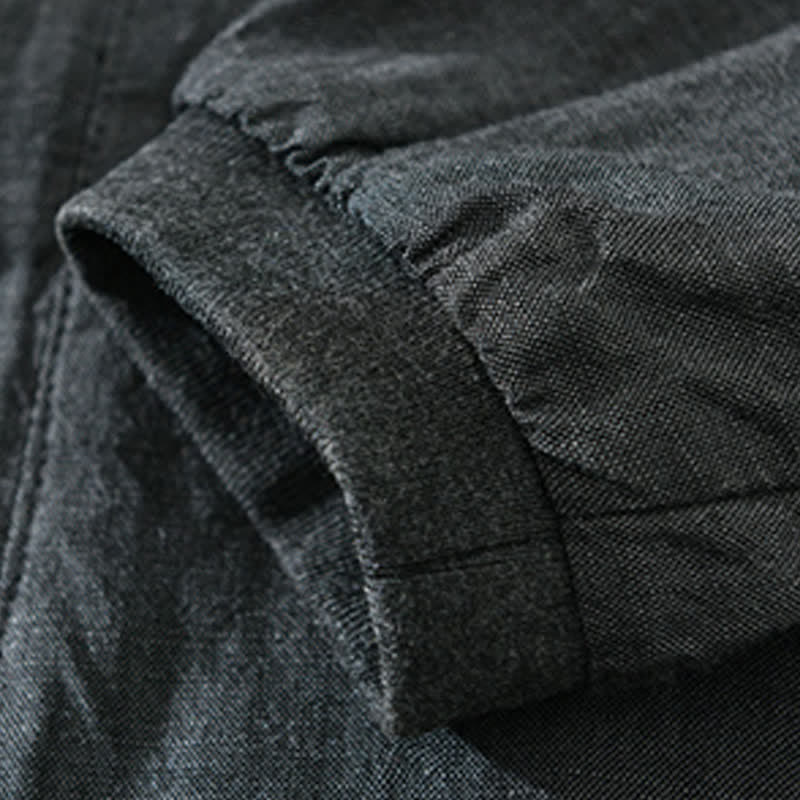 Buddha Stones Veste homme unie à col mandarin, fermeture éclair, poches, style minimaliste et décontracté, idéale pour le printemps et l'été. - image 16