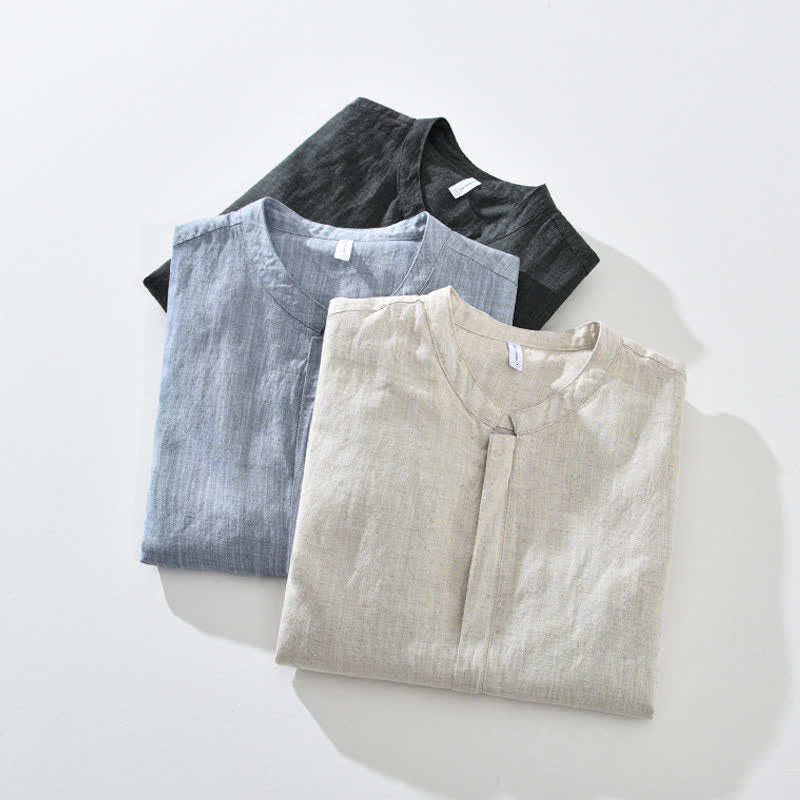 Buddha Stones Veste homme unie à col mandarin, fermeture éclair, poches, style minimaliste et décontracté, idéale pour le printemps et l'été. - image 19