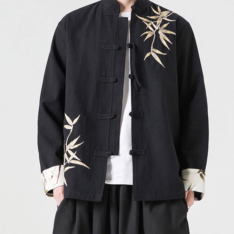Buddha Stones Veste homme automne-hiver style Tang vintage à boutons grenouille en bambou, coton et lin - image 19