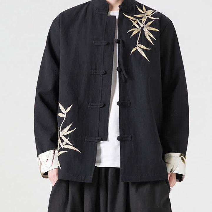 Buddha Stones Veste homme automne-hiver style Tang vintage à boutons grenouille en bambou, coton et lin - image 19