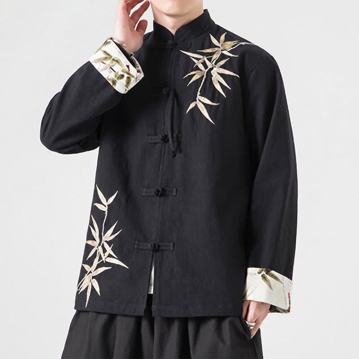 Buddha Stones Veste homme automne-hiver style Tang vintage à boutons grenouille en bambou, coton et lin - image 14