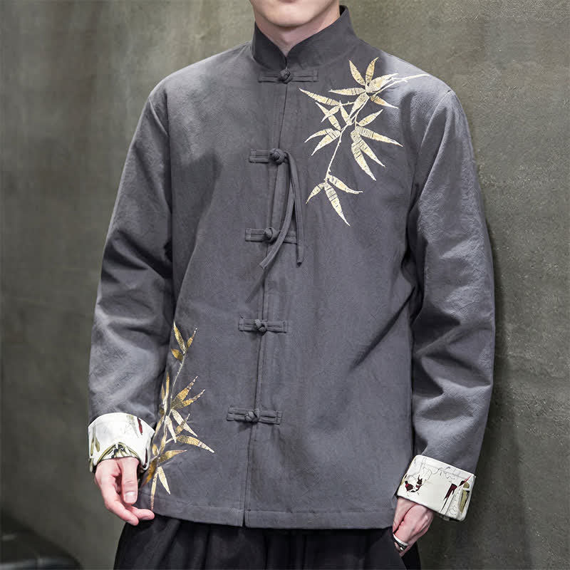 Buddha Stones Veste homme automne-hiver style Tang vintage à boutons grenouille en bambou, coton et lin - image 4