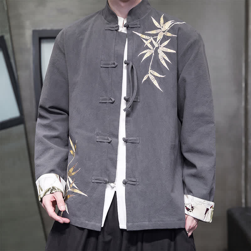 Buddha Stones Veste homme automne-hiver style Tang vintage à boutons grenouille en bambou, coton et lin - image 2