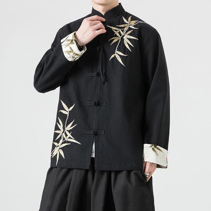 Buddha Stones Veste homme automne-hiver style Tang vintage à boutons grenouille en bambou, coton et lin - image 16