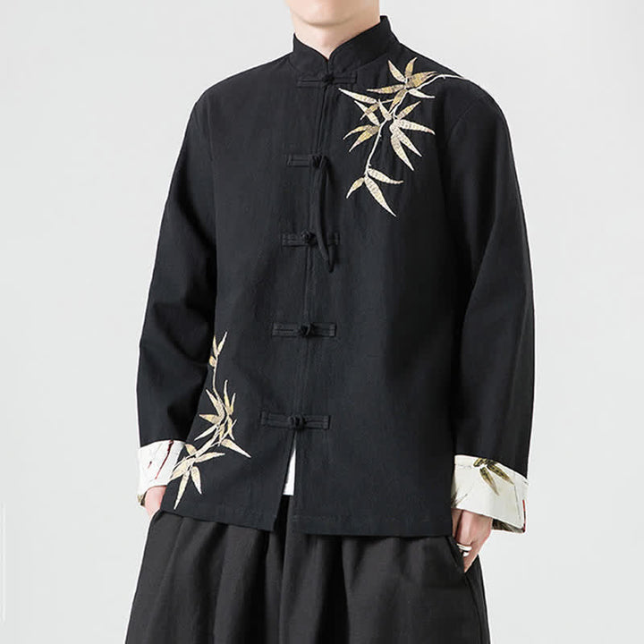 Buddha Stones Veste homme automne-hiver style Tang vintage à boutons grenouille en bambou, coton et lin - image 15