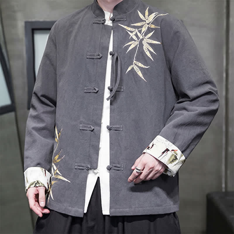 Buddha Stones Veste homme automne-hiver style Tang vintage à boutons grenouille en bambou, coton et lin - image 8