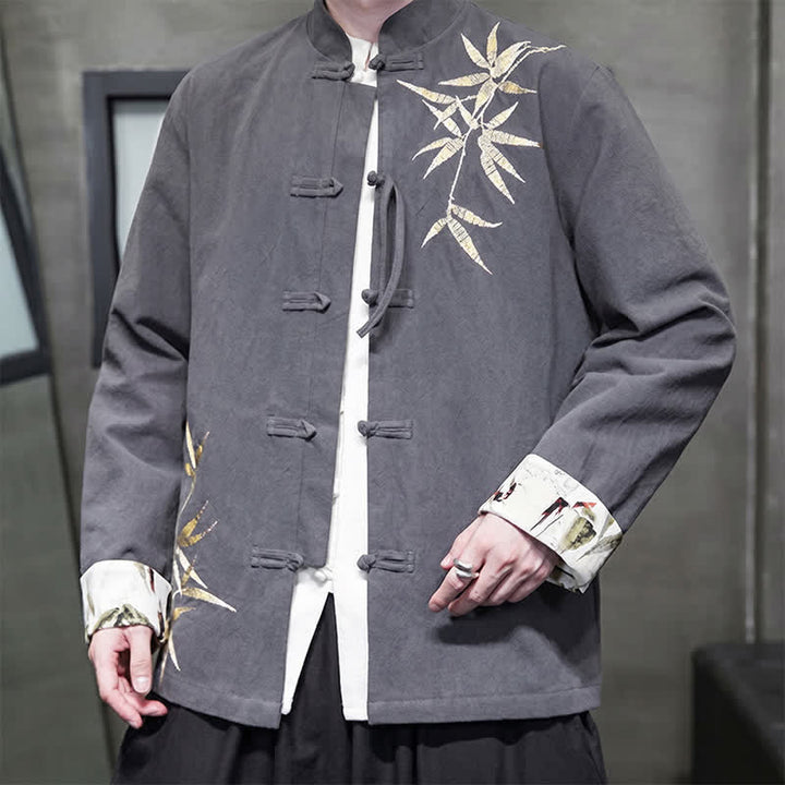 Buddha Stones Veste homme automne-hiver style Tang vintage à boutons grenouille en bambou, coton et lin - image 8