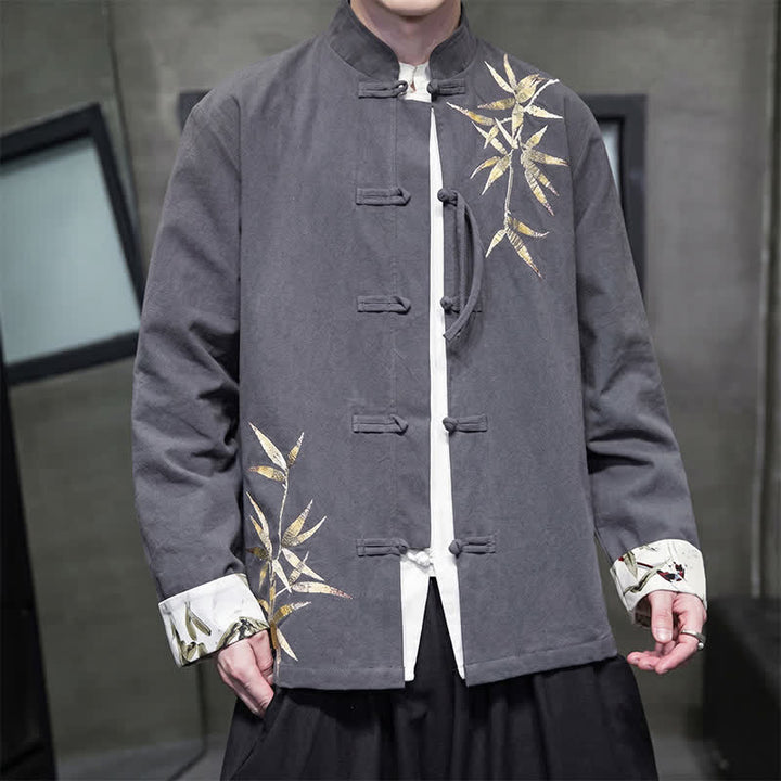 Buddha Stones Veste homme automne-hiver style Tang vintage à boutons grenouille en bambou, coton et lin - image 6
