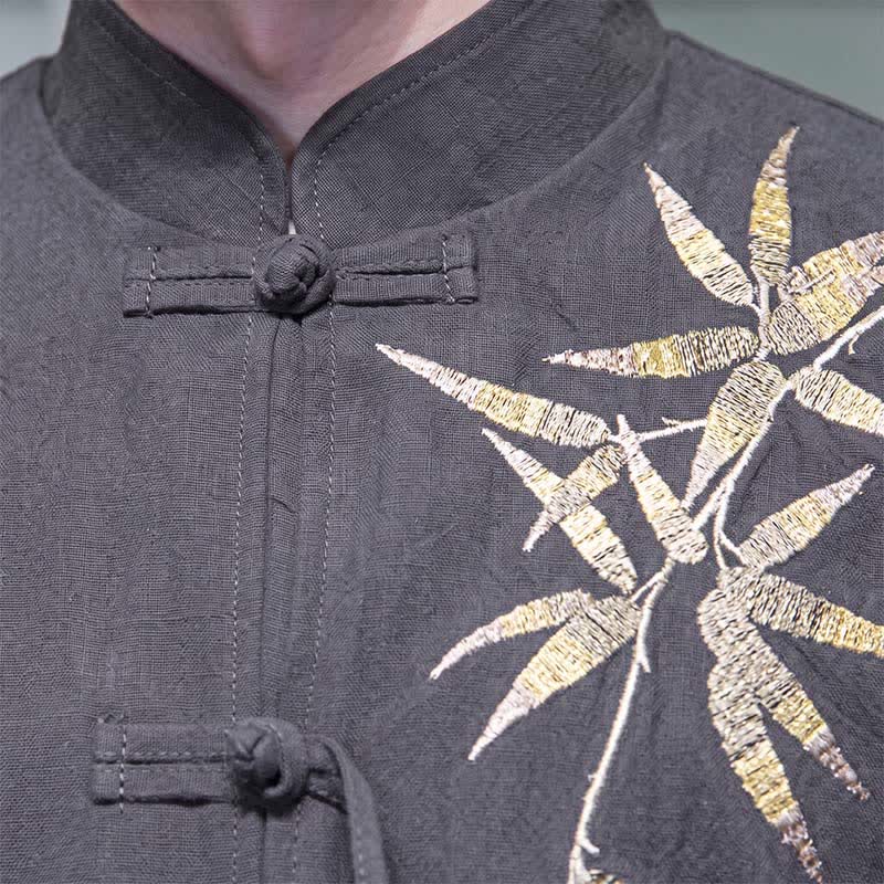 Buddha Stones Veste homme automne-hiver style Tang vintage à boutons grenouille en bambou, coton et lin - image 9