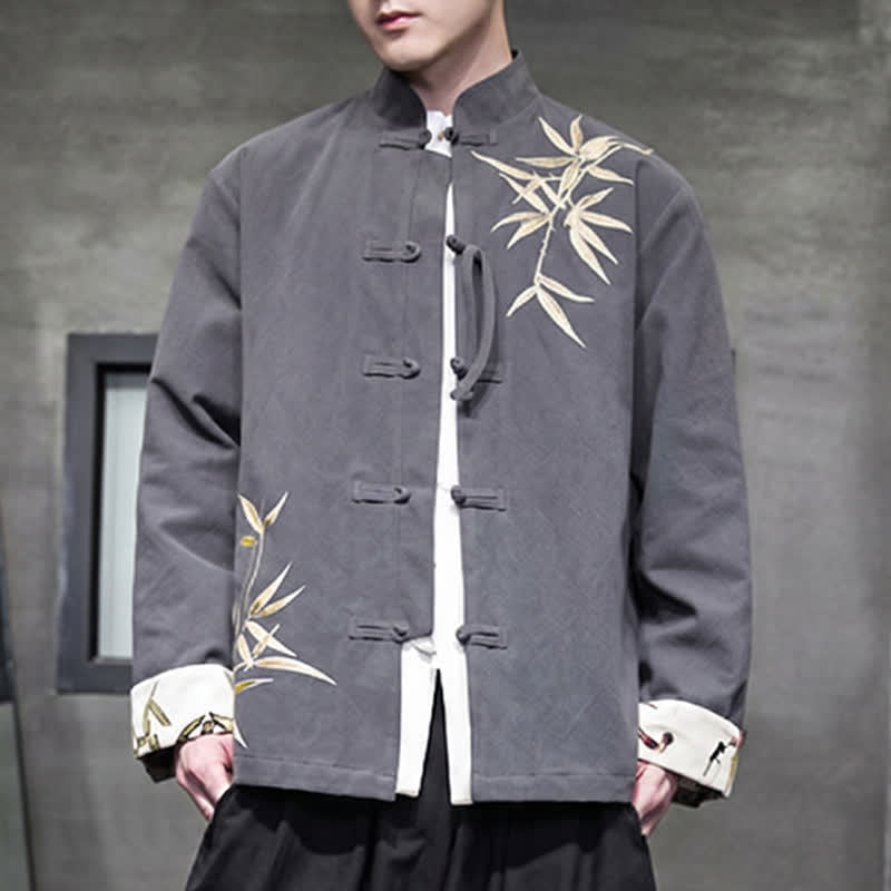 Buddha Stones Veste homme automne-hiver style Tang vintage à boutons grenouille en bambou, coton et lin - image 7