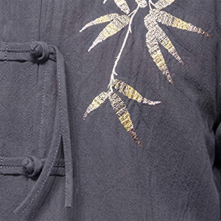 Buddha Stones Veste homme automne-hiver style Tang vintage à boutons grenouille en bambou, coton et lin - image 10