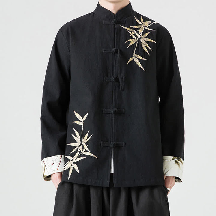 Buddha Stones Veste homme automne-hiver style Tang vintage à boutons grenouille en bambou, coton et lin - image 17