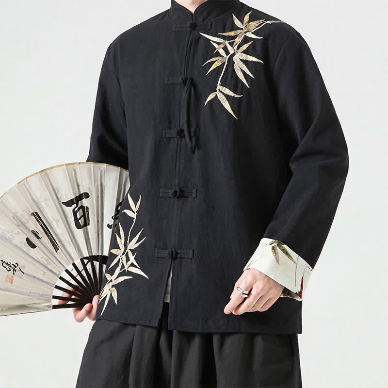Buddha Stones Veste homme automne-hiver style Tang vintage à boutons grenouille en bambou, coton et lin - image 20