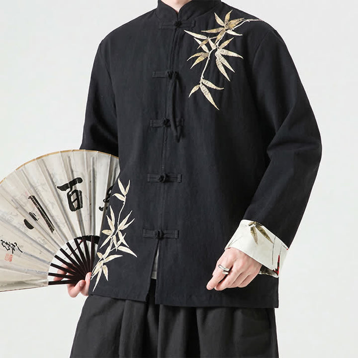 Buddha Stones Veste homme automne-hiver style Tang vintage à boutons grenouille en bambou, coton et lin - image 20