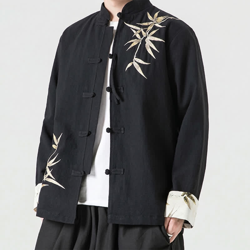 Buddha Stones Veste homme automne-hiver style Tang vintage à boutons grenouille en bambou, coton et lin - image 18