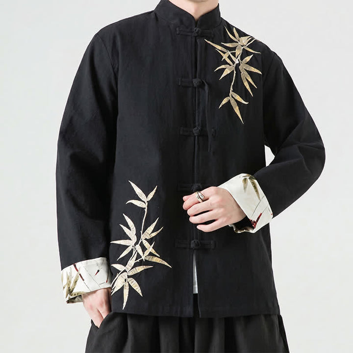 Buddha Stones Veste homme automne-hiver style Tang vintage à boutons grenouille en bambou, coton et lin - image 13