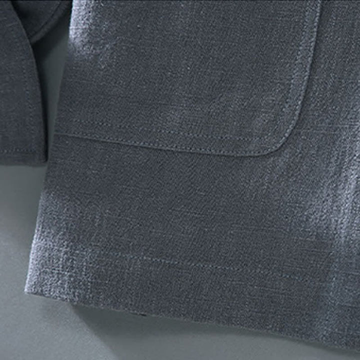 Buddha Stones Veste homme en ramie unie, style minimaliste, décontractée, avec poches, à boutons, idéale pour l'automne. - image 7