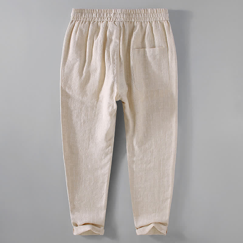 Buddha Stones Pantalon court rayé à cordon de serrage, coupe fuselée, avec poches, idéal pour le printemps et l'été. - image 3