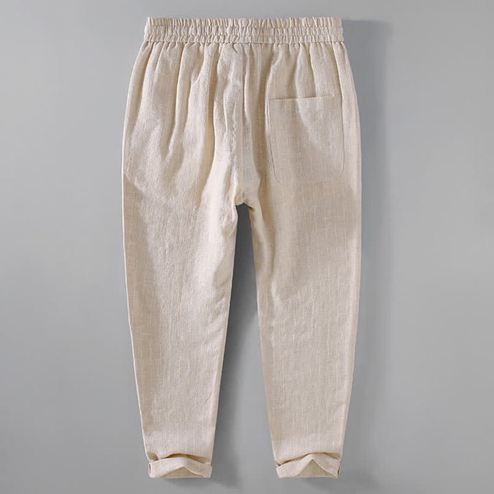 Buddha Stones Pantalon court rayé à cordon de serrage, coupe fuselée, avec poches, idéal pour le printemps et l'été. - image 3