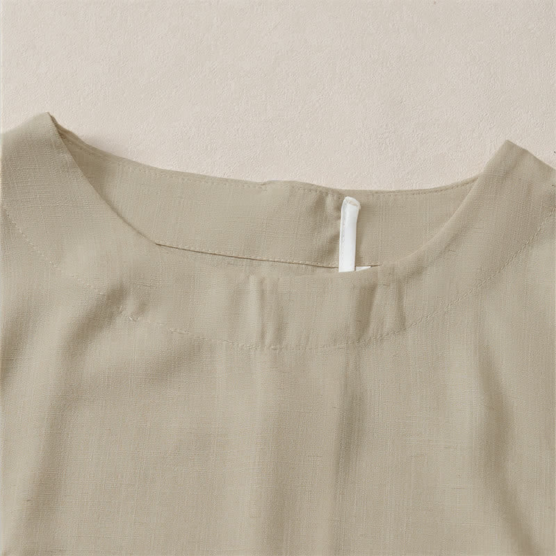 Buddha Stones T-shirts courts à manches courtes pour femmes, style minimaliste décontracté d'été, col rond, couleur unie - image 1