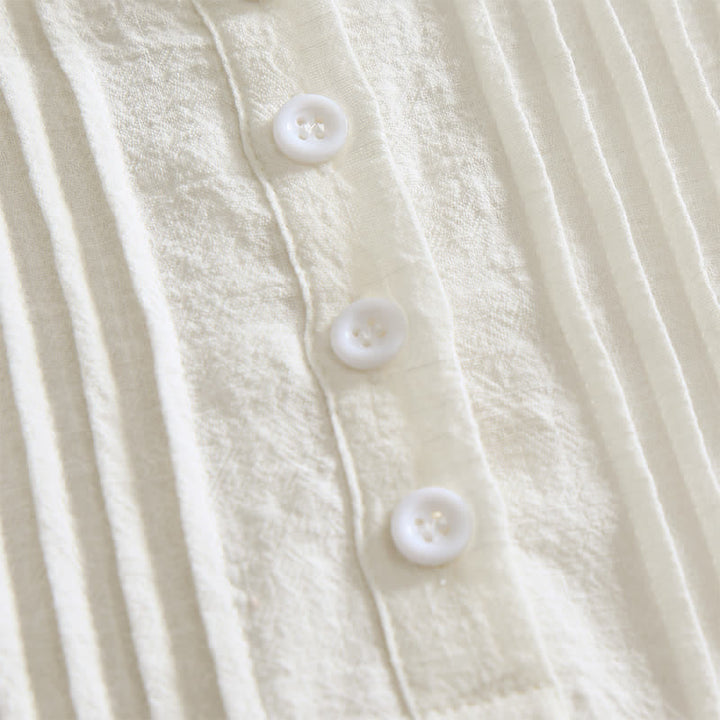 Buddha Stones Chemises d'été minimalistes décontractées à boutons en coton uni à manches courtes pour femmes - image 28