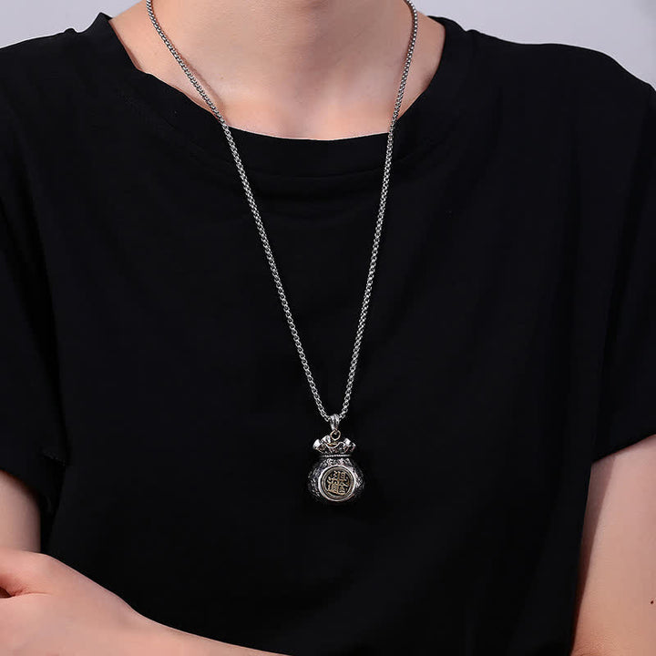 Buddha Stones Collier pendentif porte-bonheur en cuivre avec le personnage Fu - image 2