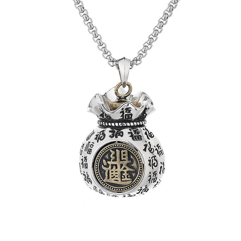 Buddha Stones Collier pendentif porte-bonheur en cuivre avec le personnage Fu - image 1