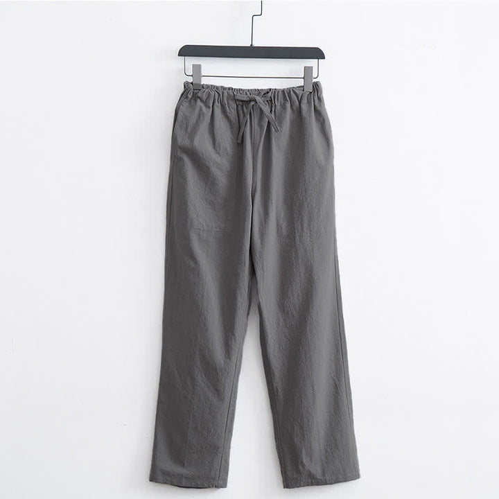 Pantalon décontracté en coton uni pour homme Buddha Stones, avec cordon de serrage et poches - Gris clair - US/UK/AU44，EU54 (4XL)  - image 12