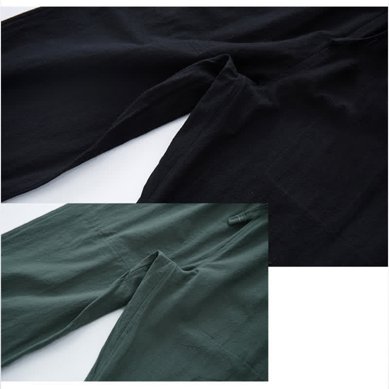 Pantalon décontracté en coton uni pour homme Buddha Stones, avec cordon de serrage et poches - image 6