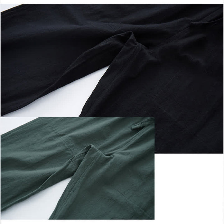 Pantalon décontracté en coton uni pour homme Buddha Stones, avec cordon de serrage et poches - image 6