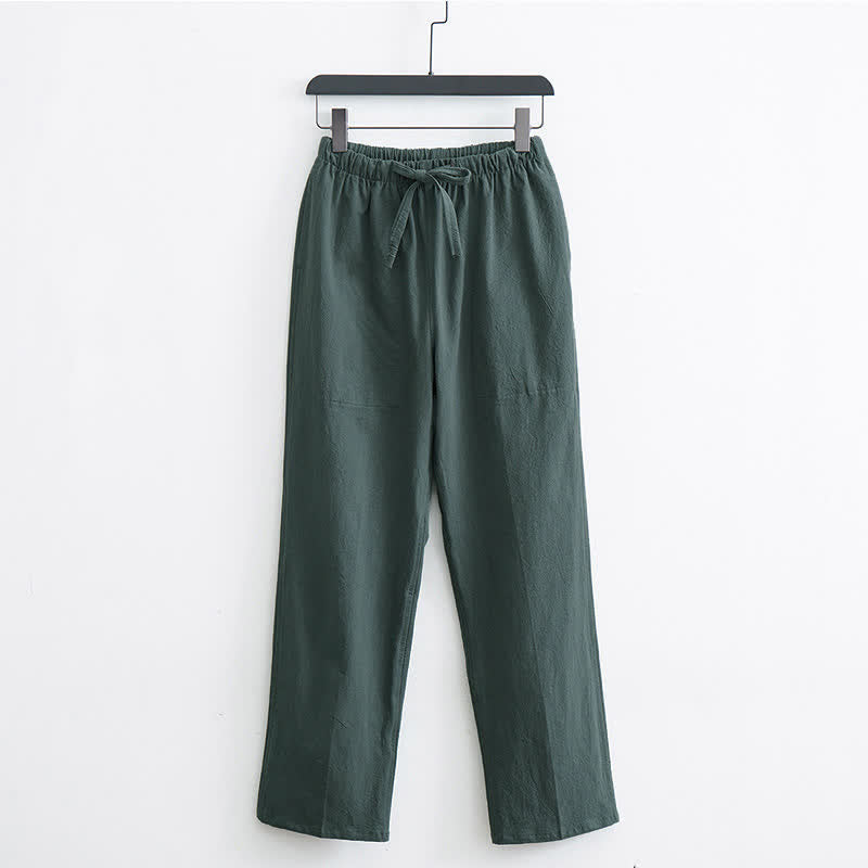 Pantalon décontracté en coton uni pour homme Buddha Stones, avec cordon de serrage et poches - Vert foncé - US/UK/AU44，EU54 (4XL)  - image 10