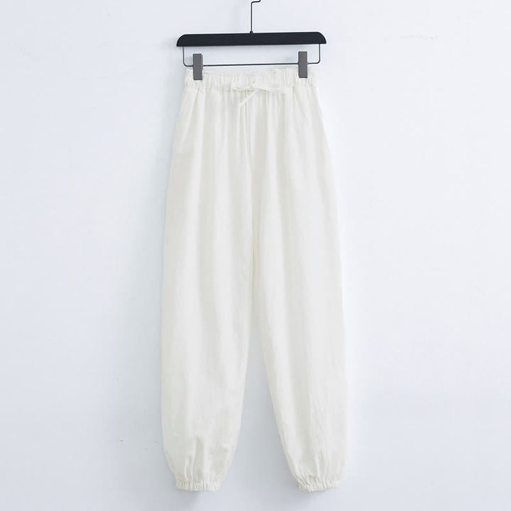 Pantalon harem décontracté pour homme en coton uni couleur Buddha Stones avec poches - Blanc - US/UK/AU44，EU54 (4XL) - image 4