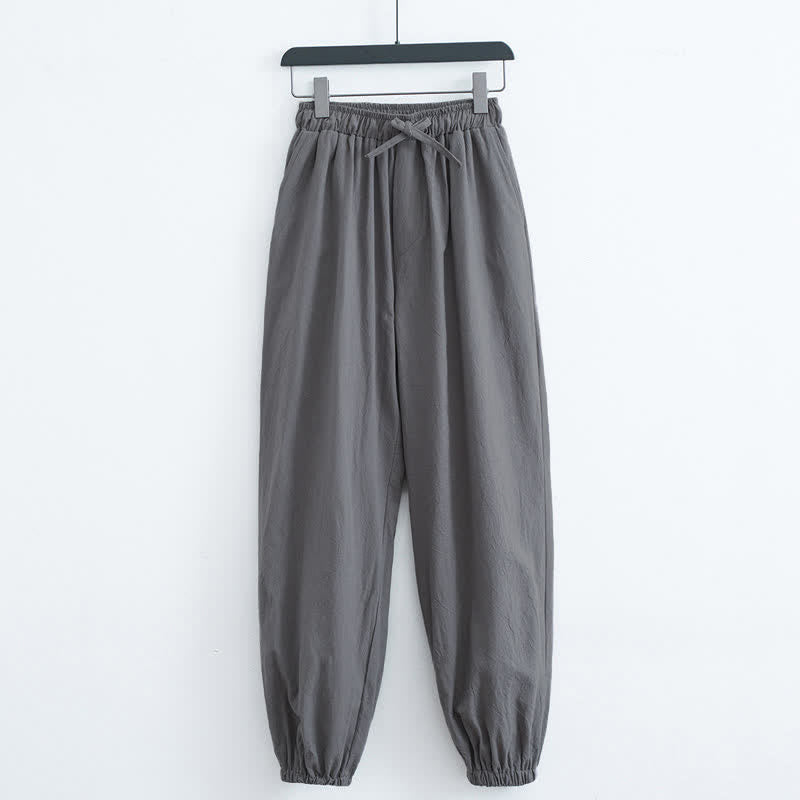 Pantalon harem décontracté pour homme en coton uni couleur Buddha Stones avec poches - Gris terne - US/UK/AU44，EU54 (4XL) - image 5