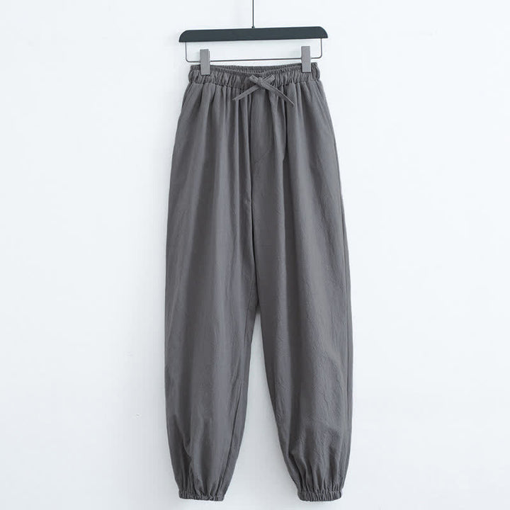 Pantalon harem décontracté pour homme en coton uni couleur Buddha Stones avec poches - Gris terne - US/UK/AU44，EU54 (4XL) - image 5