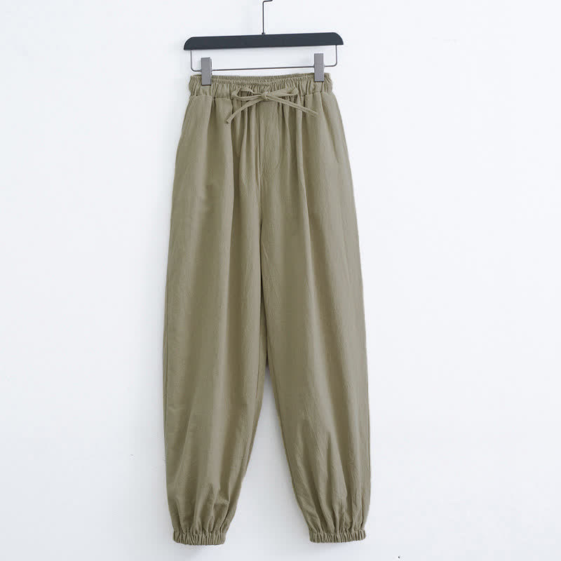Pantalon harem décontracté pour homme en coton uni couleur Buddha Stones avec poches - DarkKhaki - US/UK/AU44，EU54 (4XL) - image 6