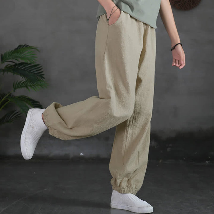 Pantalon pour femme en lin et coton ramie uni couleur Buddha Stones avec poches - image 13