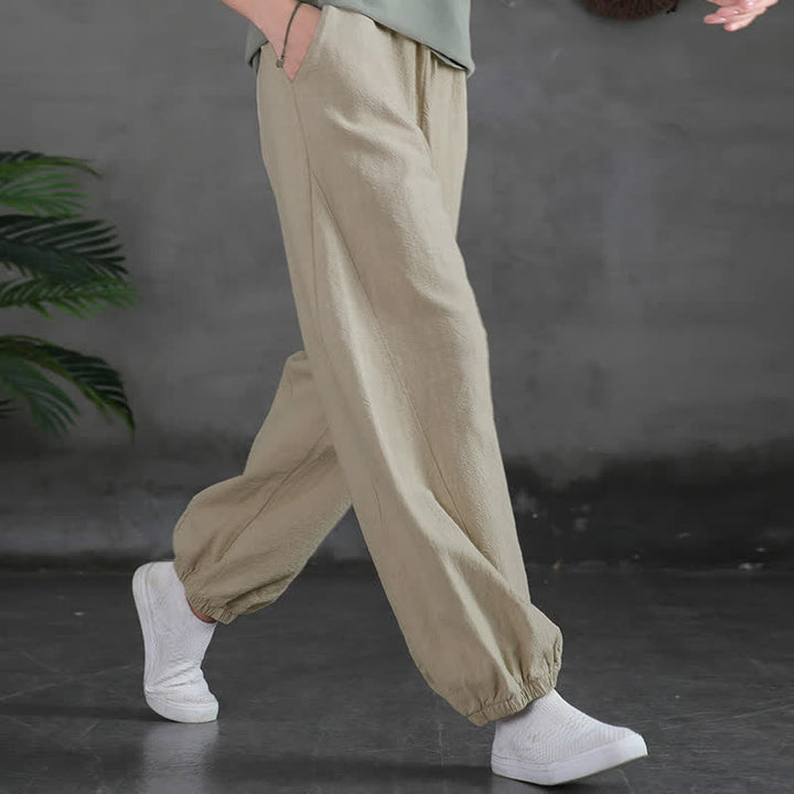 Pantalon pour femme en lin et coton ramie uni couleur Buddha Stones avec poches - image 17