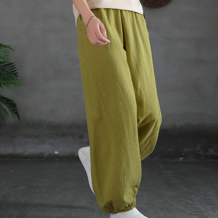Pantalon pour femme en lin et coton ramie uni couleur Buddha Stones avec poches - image 24