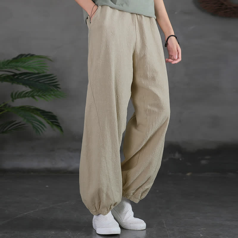 Pantalon pour femme en lin et coton ramie uni couleur Buddha Stones avec poches - image 12