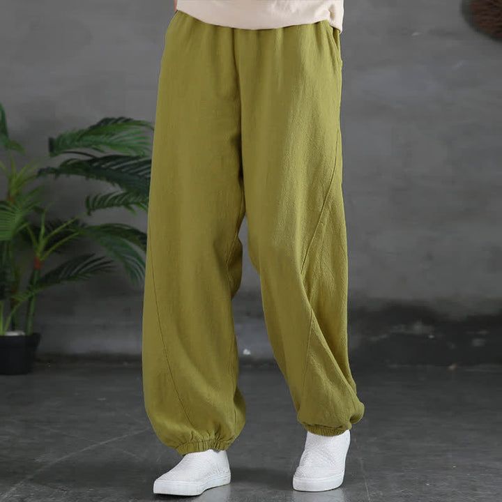 Pantalon pour femme en lin et coton ramie uni couleur Buddha Stones avec poches - image 25