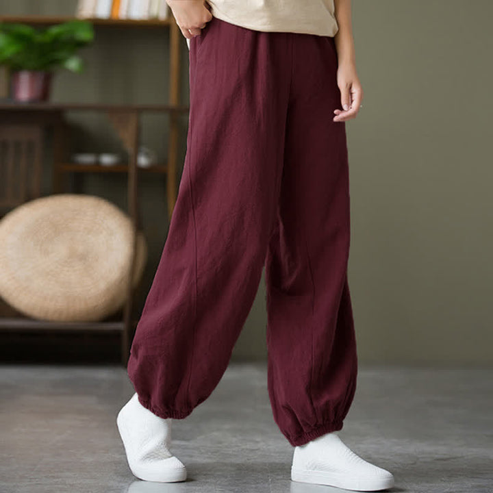 Pantalon pour femme en lin et coton ramie uni couleur Buddha Stones avec poches - image 58