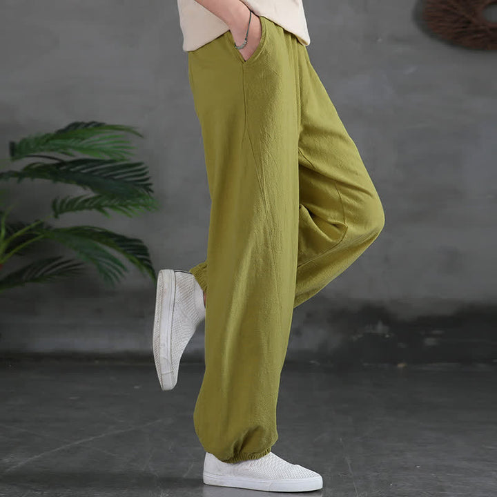 Pantalon pour femme en lin et coton ramie uni couleur Buddha Stones avec poches - image 20